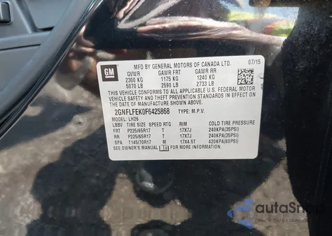 2015 Chevrolet Equinox 1Lt z USA, uszkodzony, nr VIN 2GNFLFEK0F6425868